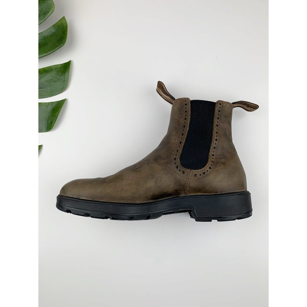 1351 High Top Blundstone Brown Chelsea Ankle Boots with Black Elastic Panels - Picture 7 of 12